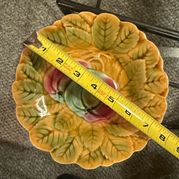 Sarreguemines Majolica Fruit apples Plate France Vintage Dessert plate 7.5 in - Picture 2 of 4